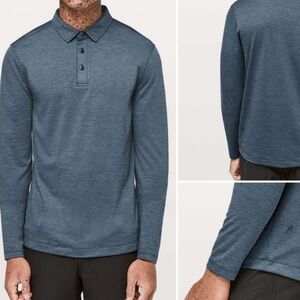 Men's Blue Long Sleeve Polo Shirt